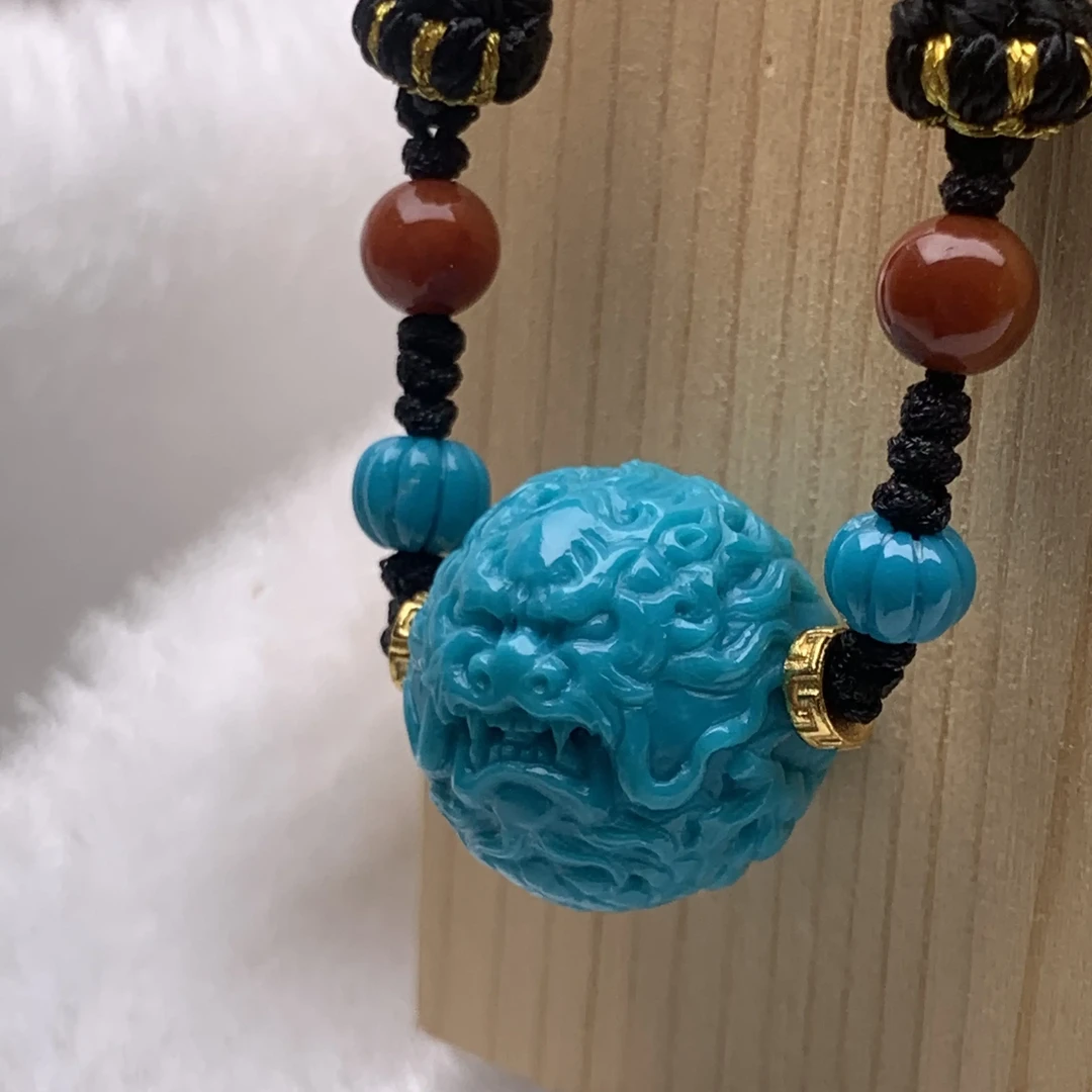 湖北原矿绿松石玉化暴力时尚蓝龙珠锁骨链,尺寸17➕mm 直播间同价