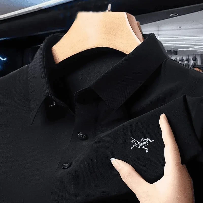 【清仓折扣】新款鸟家短袖t恤男刺绣冰丝polo衫商务休闲翻领体上衣