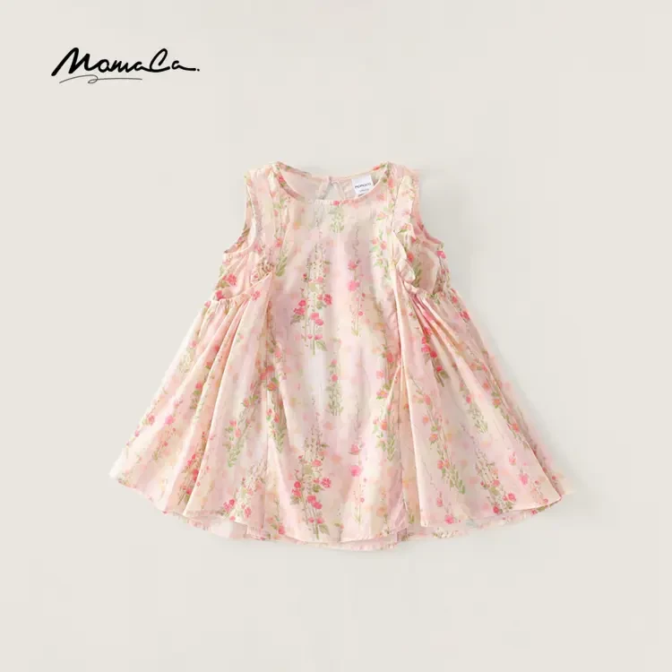 MOMOCO童装甜美夏季女童女孩新款棉布连衣裙女宝裙子77620476005
