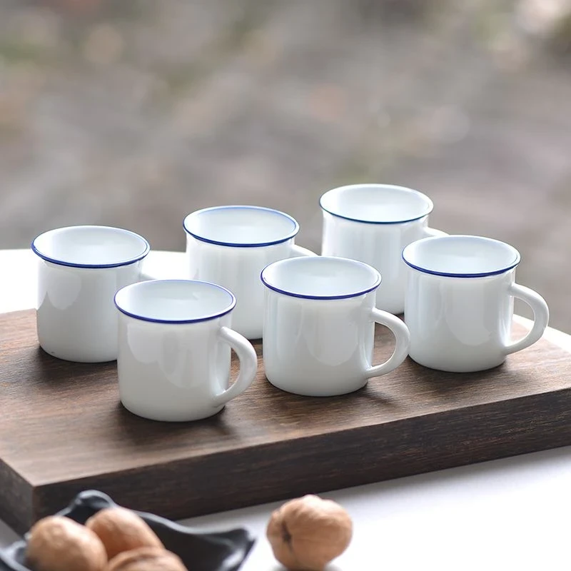 【6只装】怀旧经典陶瓷马克杯高温加厚老式复古家用茶杯咖啡杯