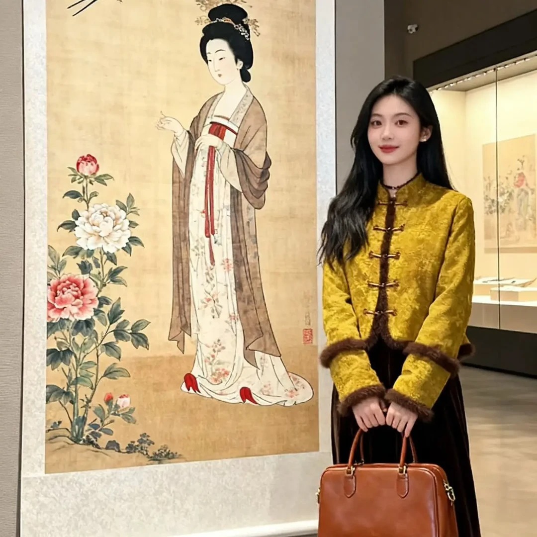 新中式国风棉服女2025冬季大码时尚盘扣短款棉衣外套洋气上衣女