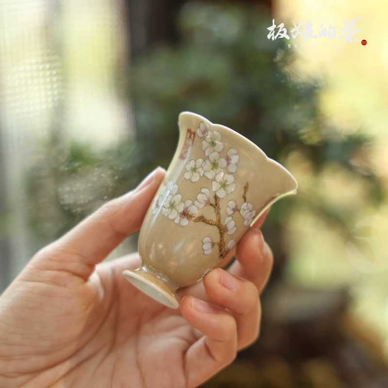 板娘的茶景德镇全手绘雅圣残卷写生杏花闻香杯40ml