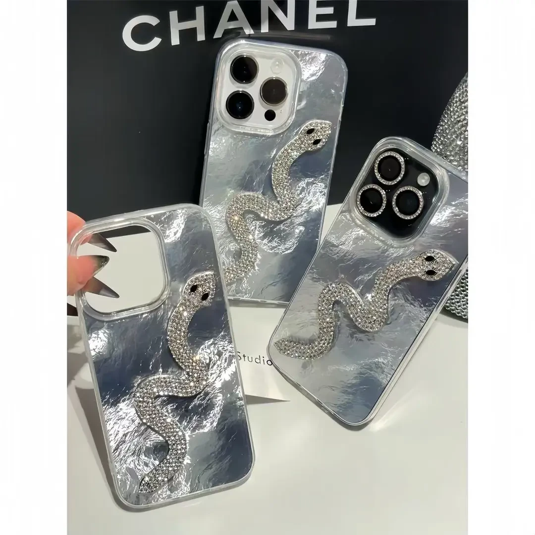 轻奢闪钻银蛇适用苹果15proMax女vivo华为oppo小米iPhone16141312