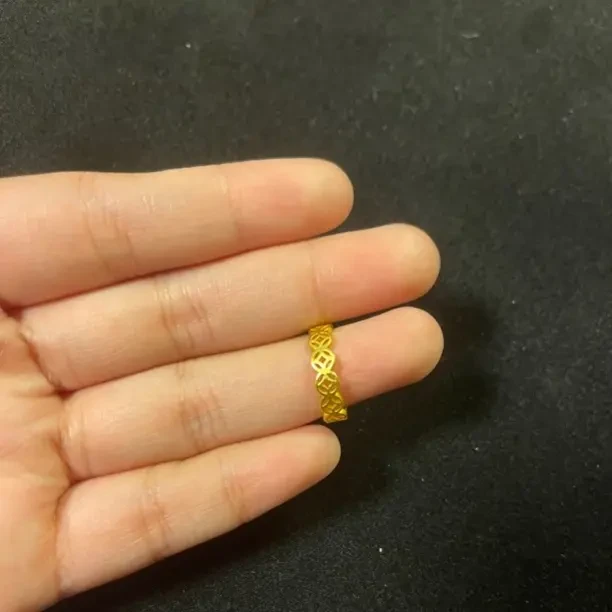 铜合金戒指 镂空铜钱开口可调节招财女士戒指