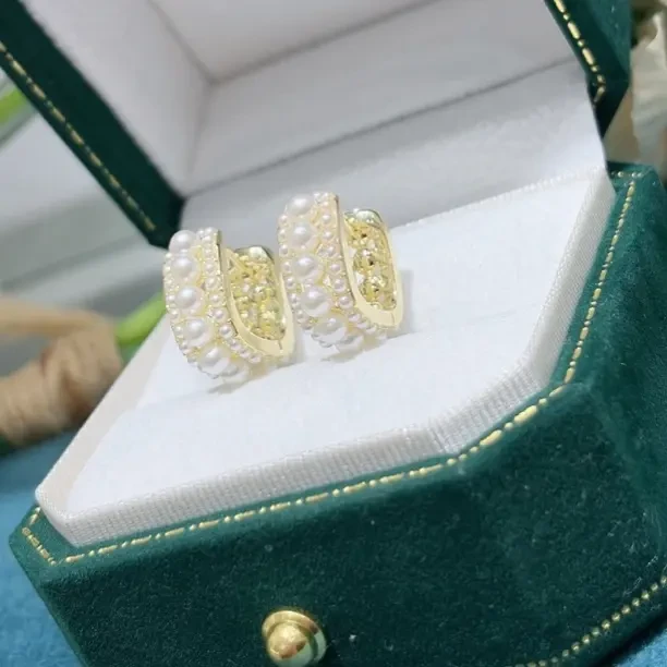 铜合金仿珍珠耳饰 范小姐•高定方形耳扣耳圈