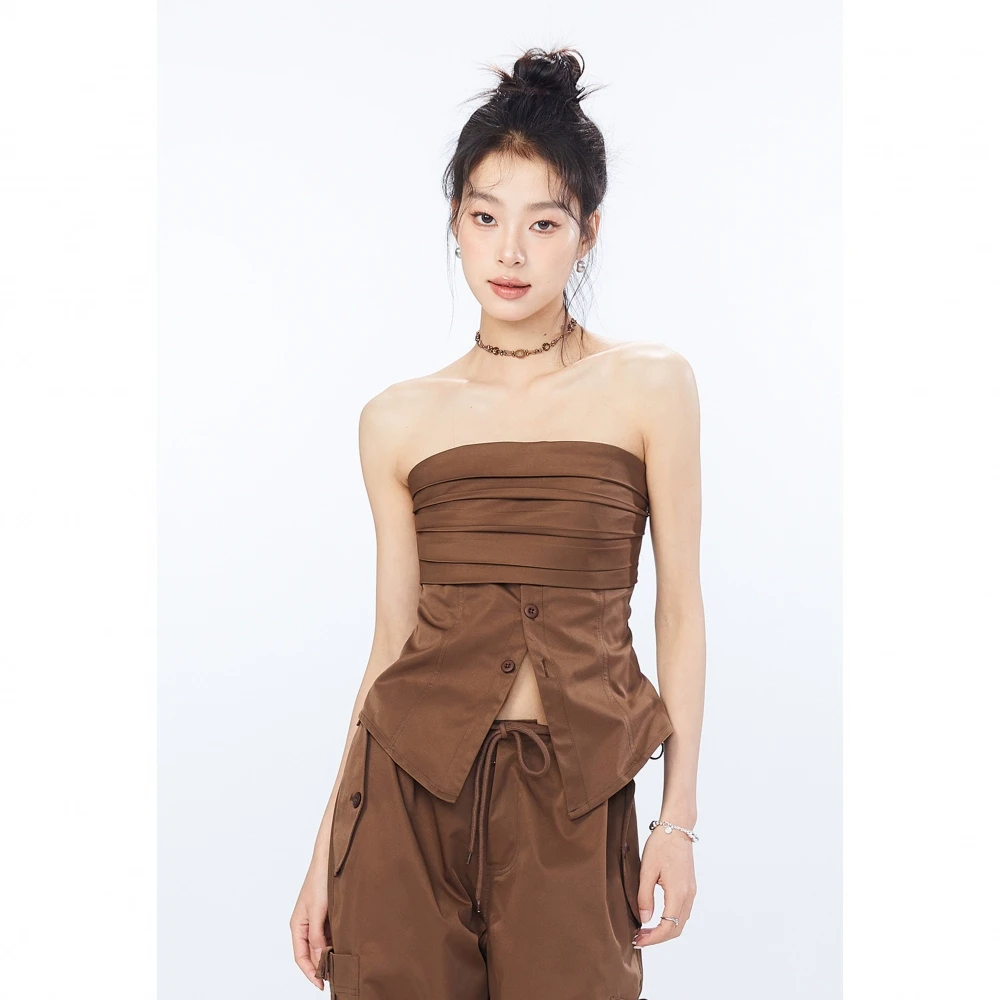 LINY LIBERTY 23SS 设计感小众独特抹胸上衣女收腰修身背心外穿