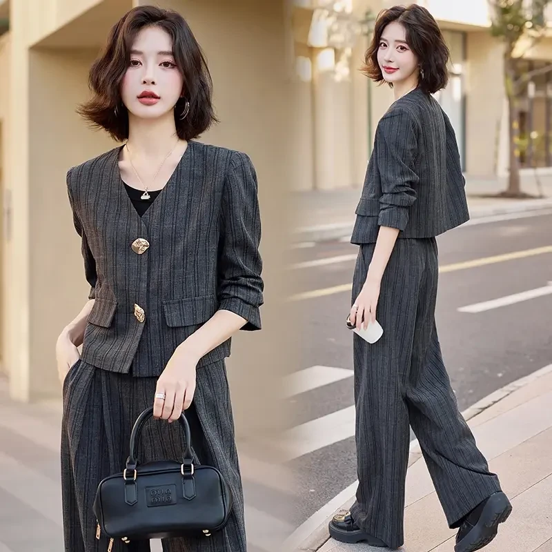 小香风西装套装女春秋季新款时尚休闲爆款高级感气质阔腿裤两件套