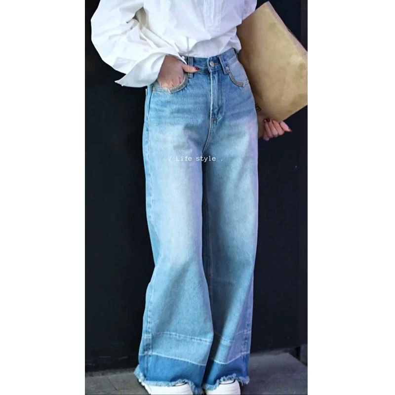 小个子蓝色牛仔裤女2025新款春季爆款裤子高腰显瘦时尚宽松阔腿裤