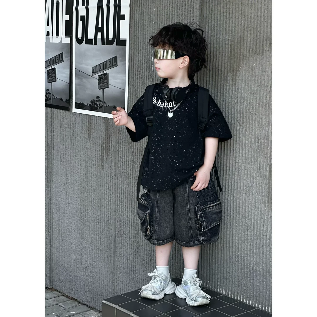 【六一•现货】kb7221 |【星星】夏季儿童韩版 爆闪满天星T恤！