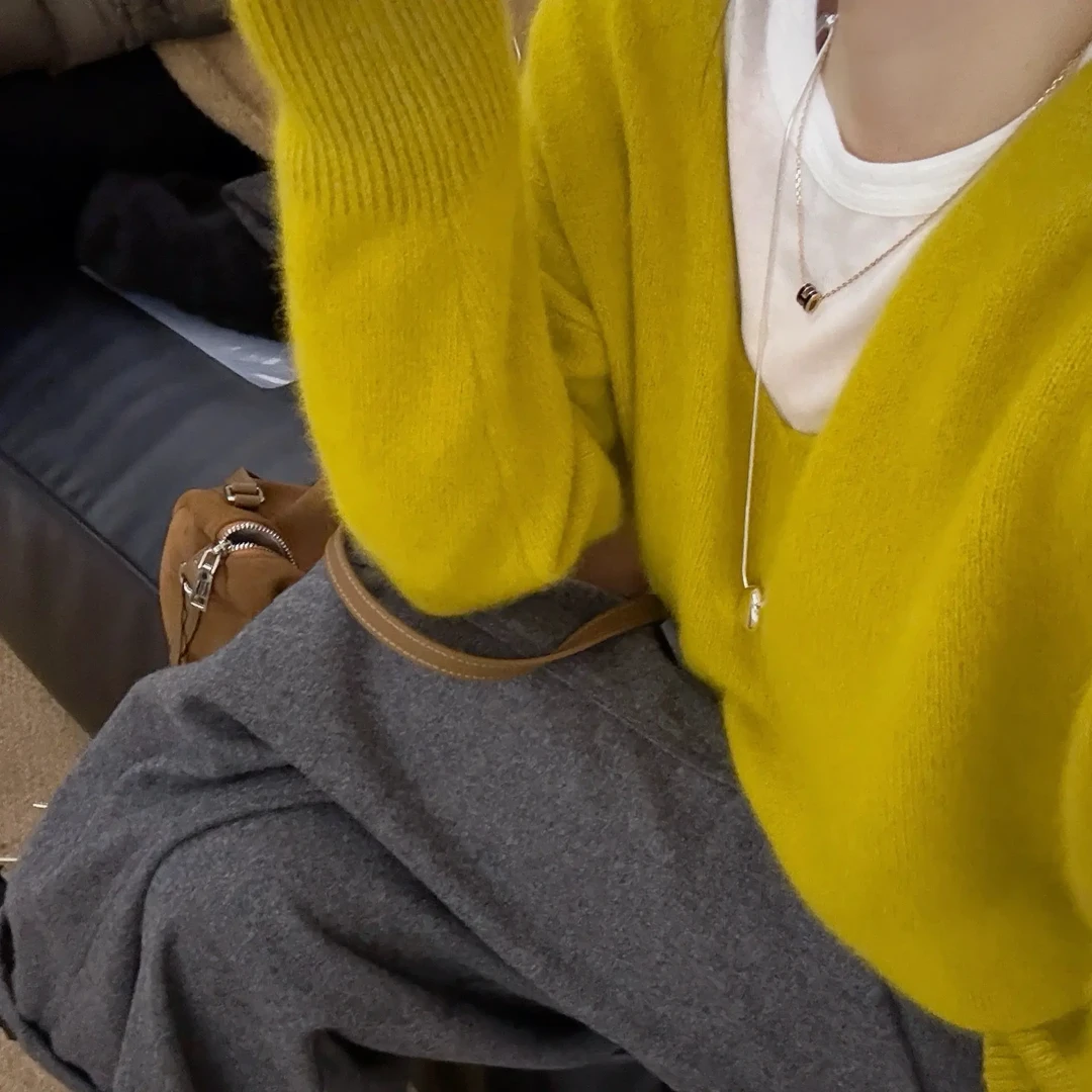 时尚慵懒风长袖上衣衫针织圆领秋冬毛针织衫纯色