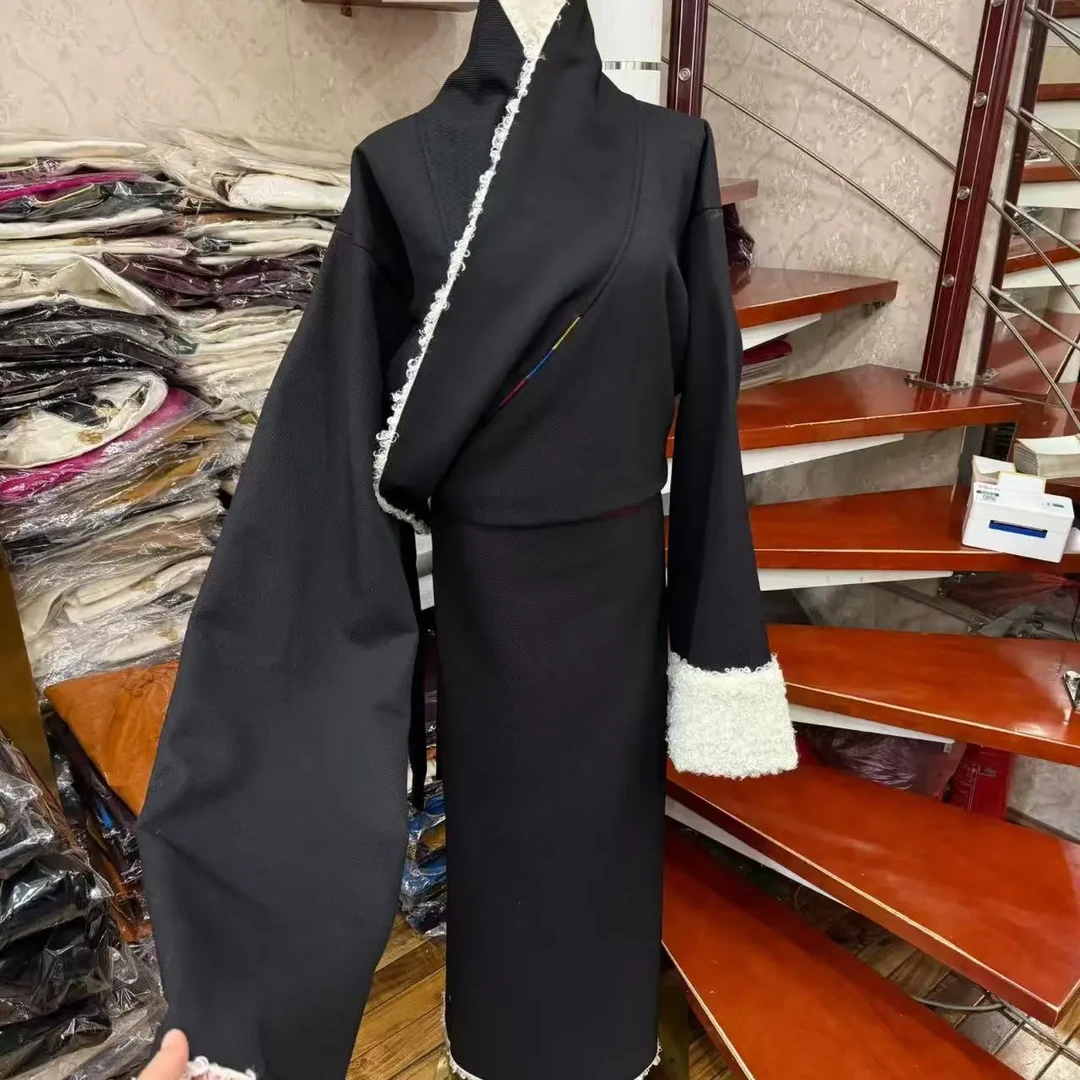 女士冬季加绒加厚藏袍民族服饰康巴风格保暖藏式服装新款设计
