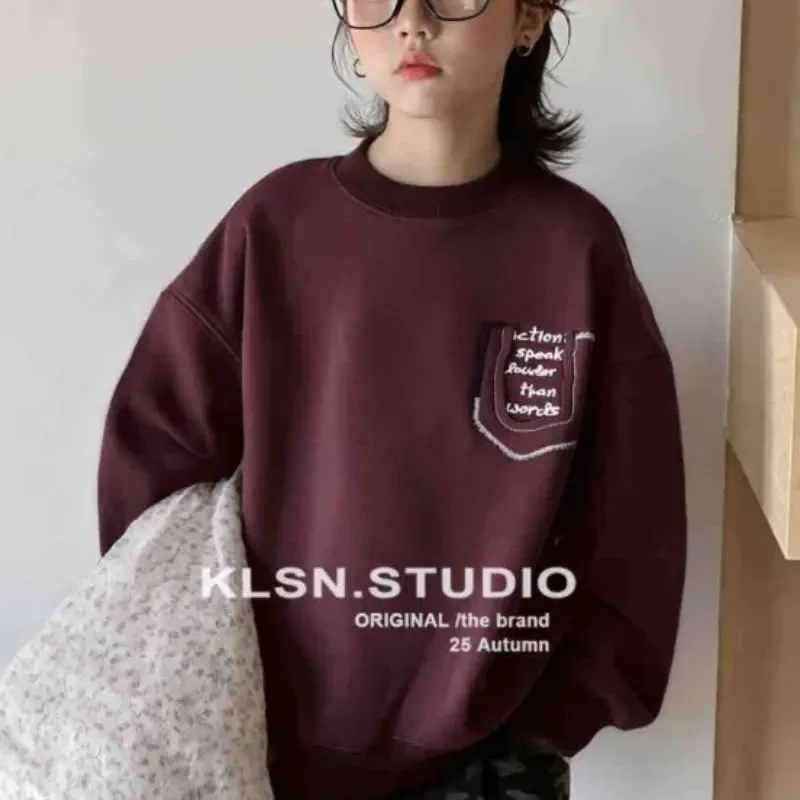 男童冬季加绒保暖圆领卫衣中大童潮流帅气上衣年款