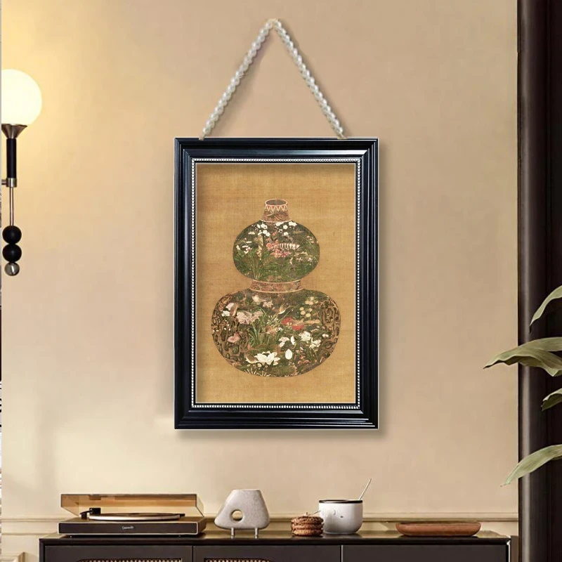 新中式葫芦带珠链装饰画入户玄关走廊卧室客厅茶室书房装饰画3040