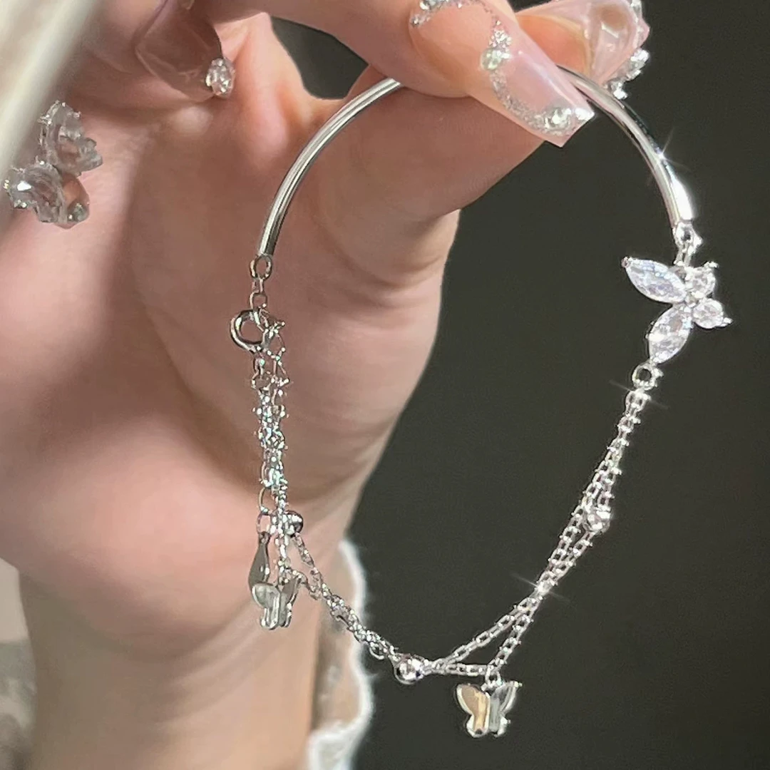 925银手链 蝴蝶一半手镯一半手链女生高级感轻奢小众百搭精致气质