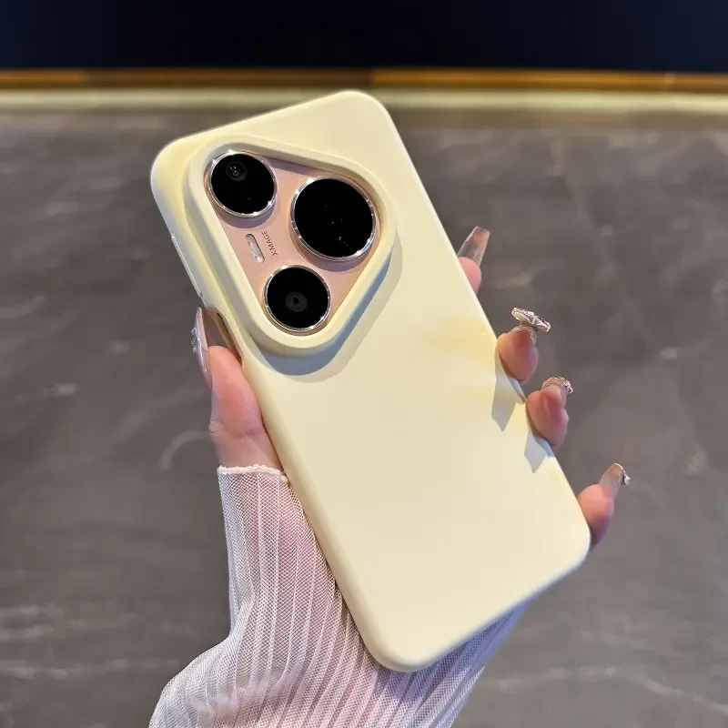奶黄色适用于华为pura80手机壳液态硅胶简约p80ulltra防摔70pro+
