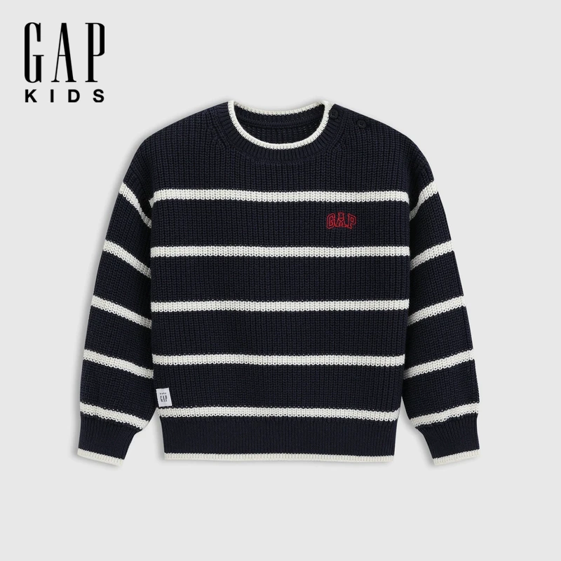【亲子同款】Gap男童2025春季新款条纹针织衫儿童装毛衣759437