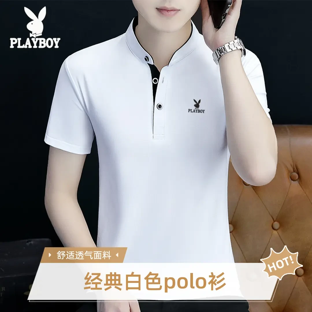 花花公子男士夏季运动polo衫T恤短袖男款爆款2025新款男式T恤衫衣