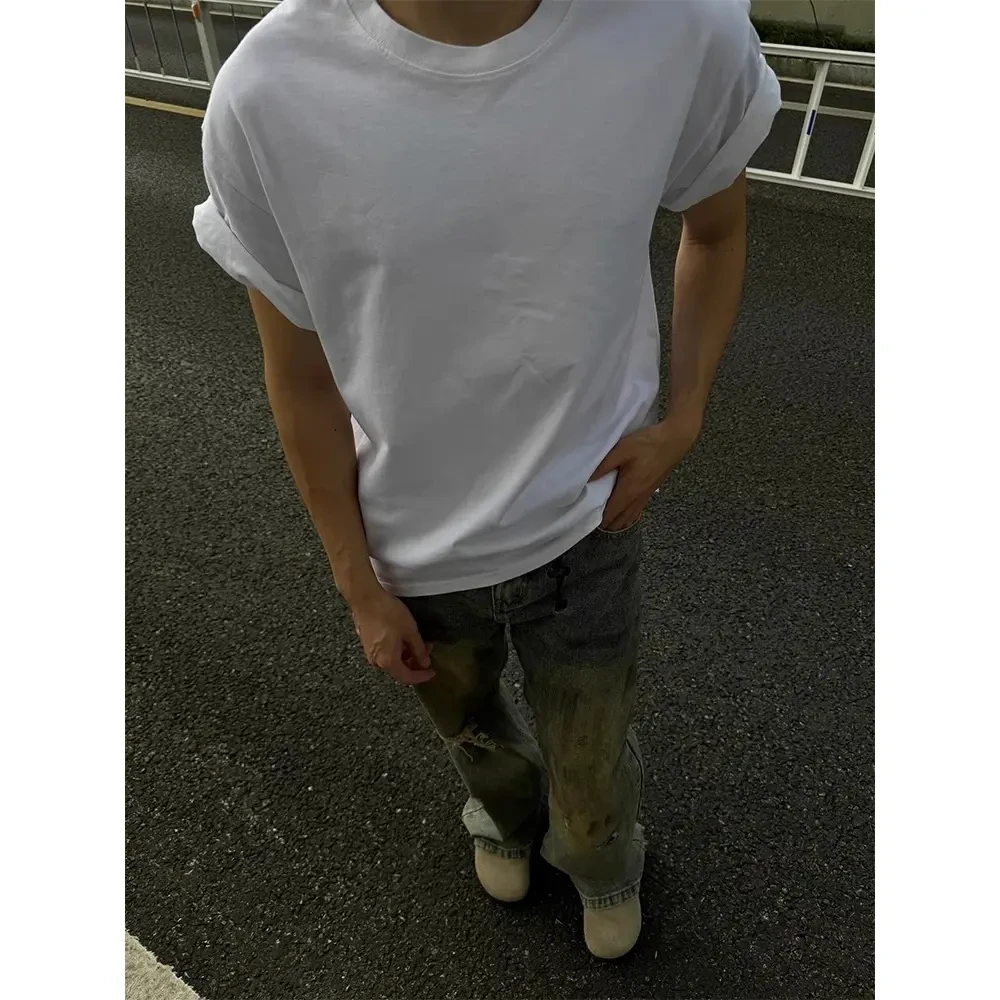 240g重磅纯棉百搭短袖T恤男夏季美式复古cleanfit潮牌内搭五分袖