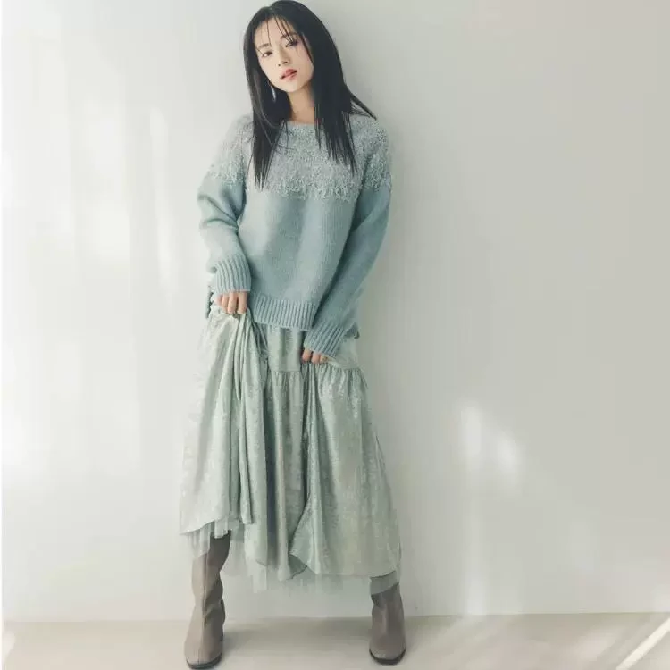 日单新款 两面穿 光泽感网纱裙16C