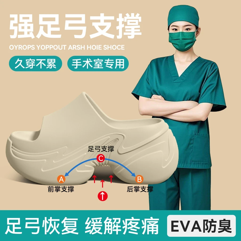 足弓支撑拖鞋女款2025新款夏季外穿厚底增高手术室拖鞋防滑凉拖女