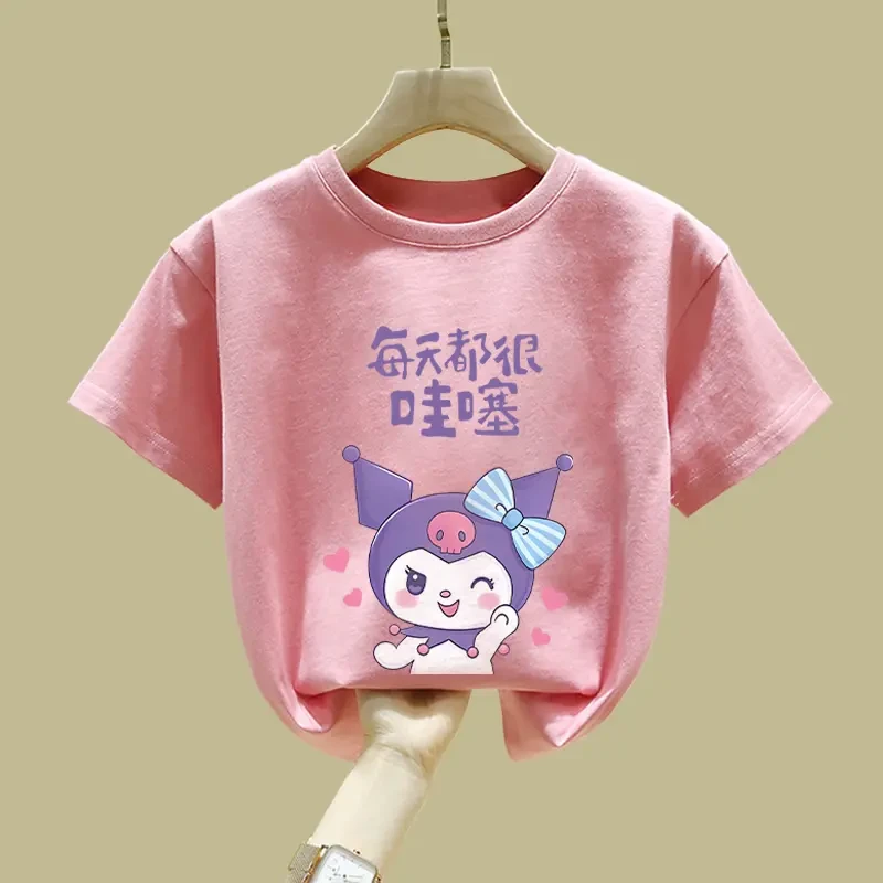 2025新款女童纯棉短袖T恤夏季库洛米洋气可爱百搭中小童韩版半袖