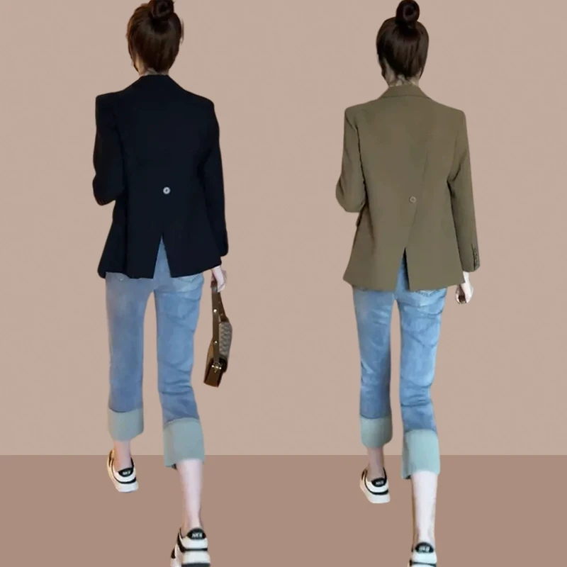 西装外套女高级感后开叉2025新款爆款洋气上档次气质西服气场强大