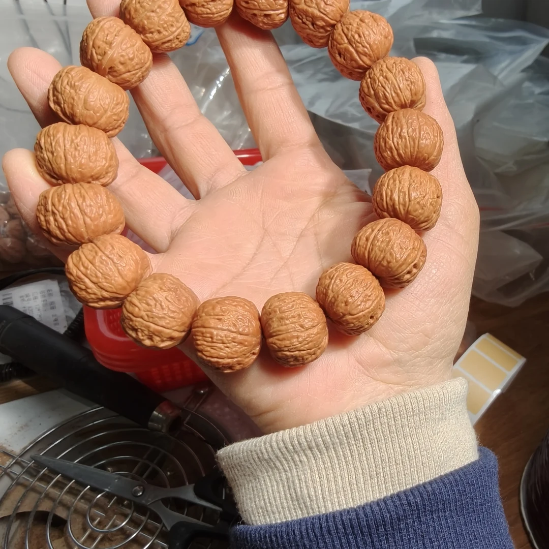20.5mm橘皮矮桩蟒纹蘑菇头磨盘手持核桃手串
