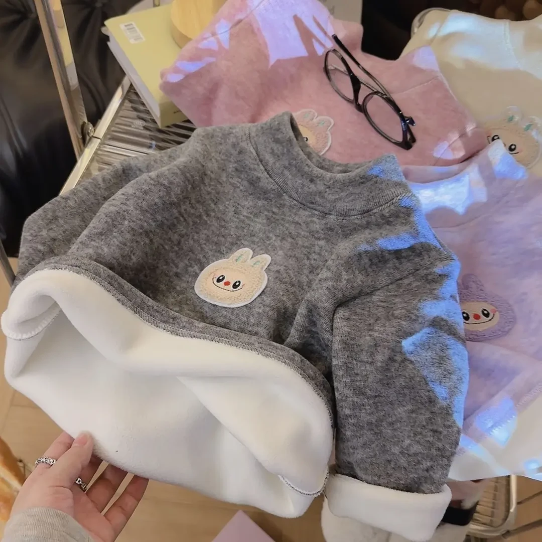 儿童新款炫彩加厚打底上衣2025冬季保暖男女童加绒加厚