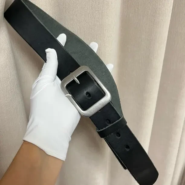 加厚头层牛皮针扣腰带男女通用复古风休闲百搭裤腰带钢扣头皮带