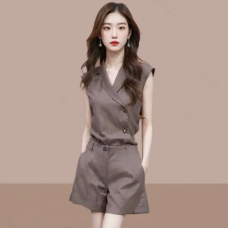 不规则马甲短裤套装女士2025夏季新款韩系时尚网红炸街减龄两件套