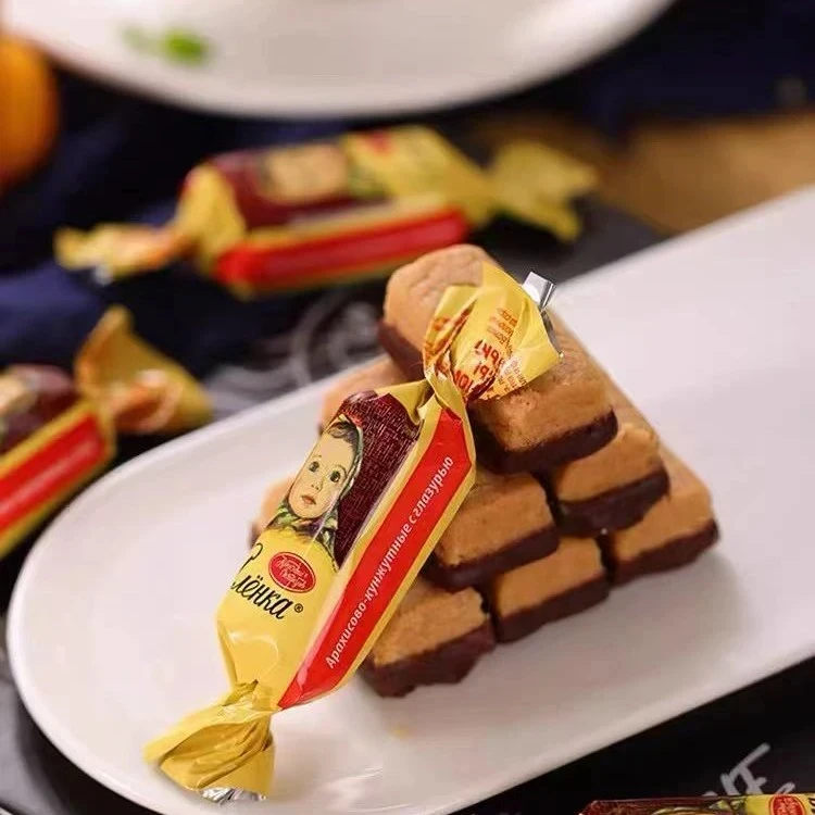 俄罗斯原装进口大头娃娃爱莲巧牌芝麻花生酥糖500g*2袋