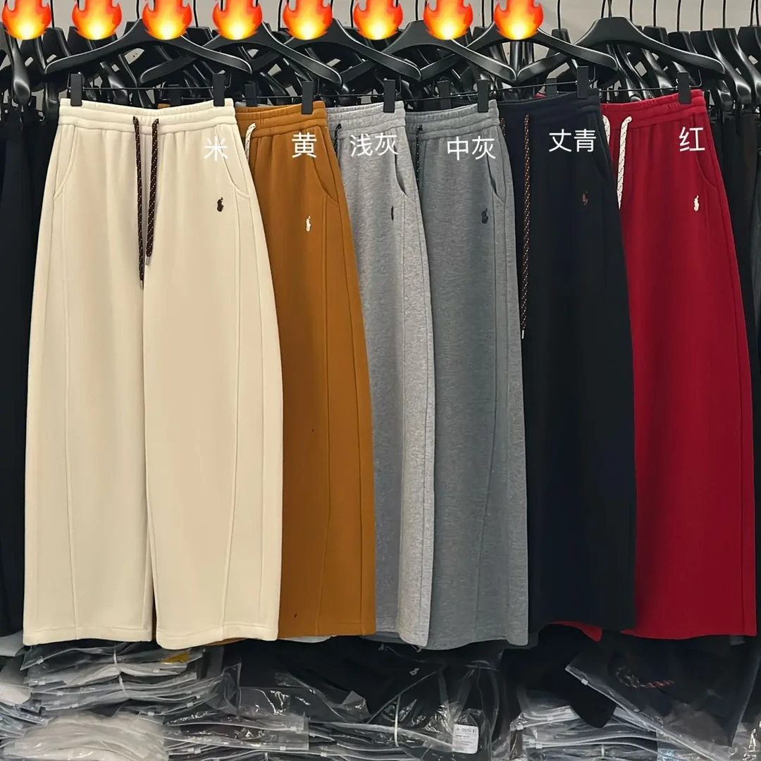 qianbeisi纤贝思897婴儿绒加厚卫裤女2025冬小马标保暖窄版直筒裤