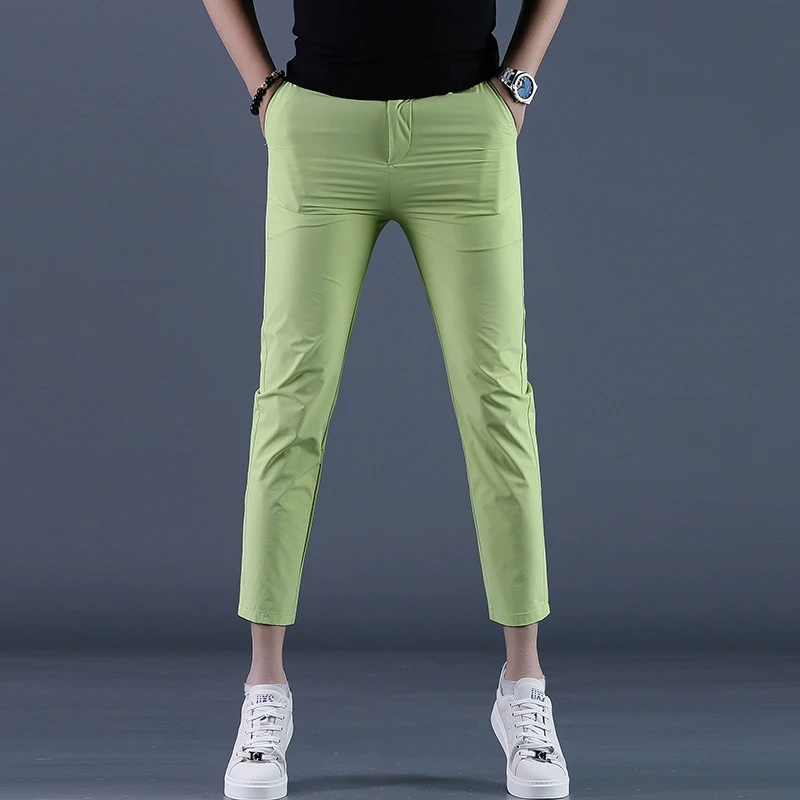 夏季男士九分裤时尚修身小脚裤薄款潮流百搭休闲裤简约抗皱西裤子