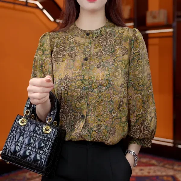 2025新款气质优雅衬衫时尚减龄洋气女士上衣