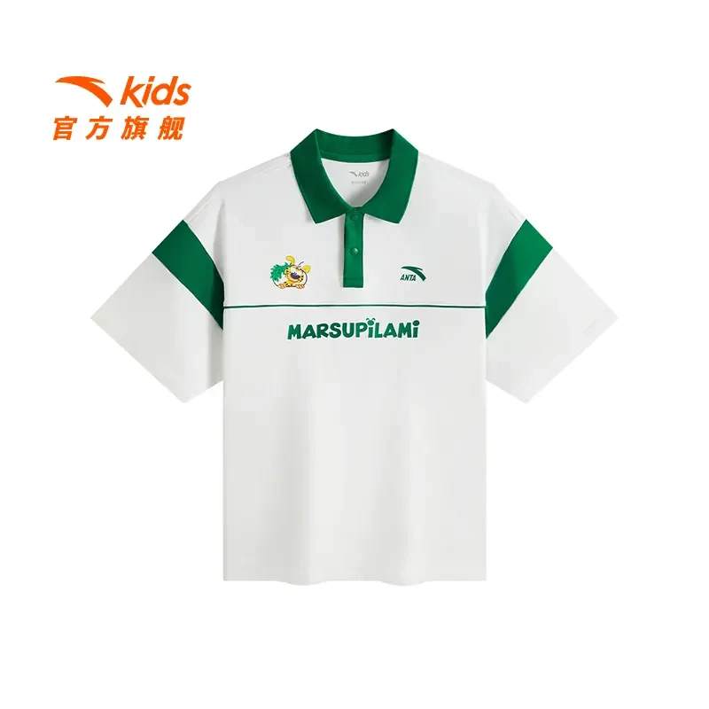 安踏儿童男大童短袖POLO衫2025夏季新款透气柔软青少年时尚短袖潮