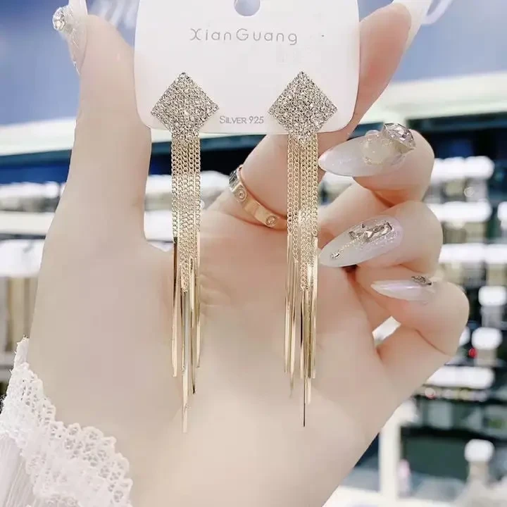 999流苏纯银耳环女韩国个性网红银针耳钉耳坠耳饰