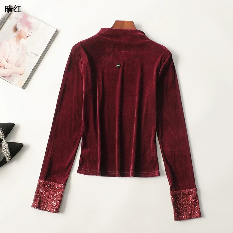 244873秋中长款长袖立领打底衫