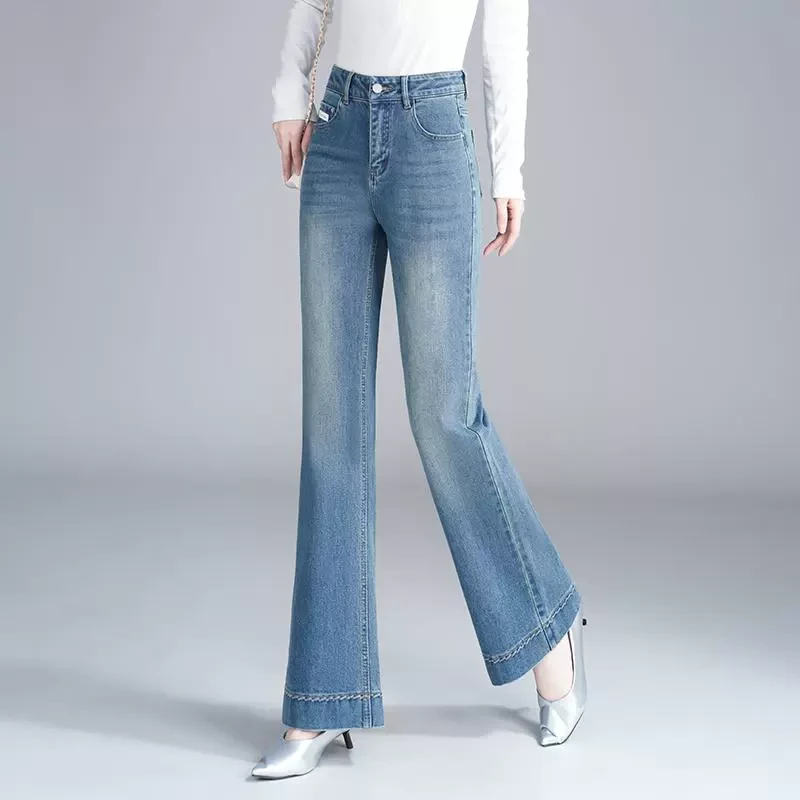 微喇牛仔裤女春季2025年新款高腰显瘦显高修身百搭气质筒喇裤长裤