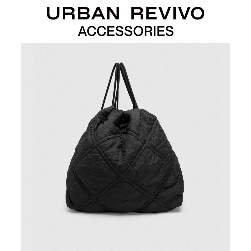 URBAN REVIVO2024冬季新款女士设计感褶皱单肩背包UAYB40082