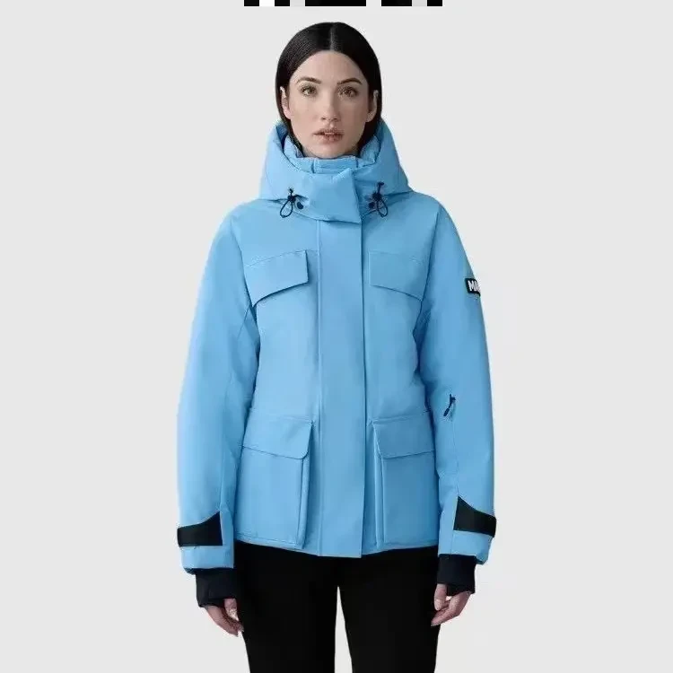 杨#紫同款男女同款冬季女款立领连帽工装风中长款保暖运动