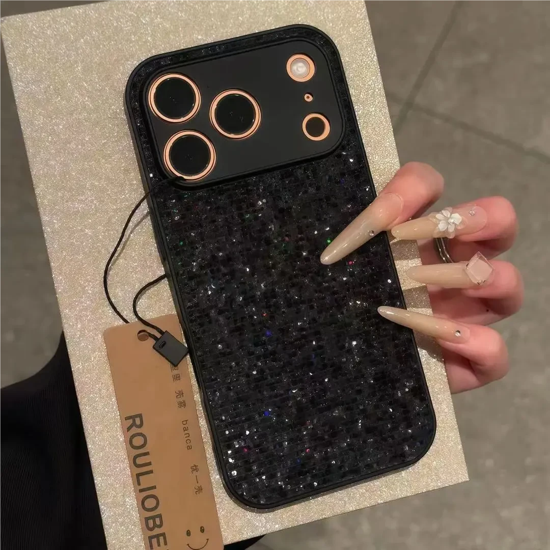 适用苹果17/16手机壳小米17ProMax新款华为Pura80轻奢闪钻满天星