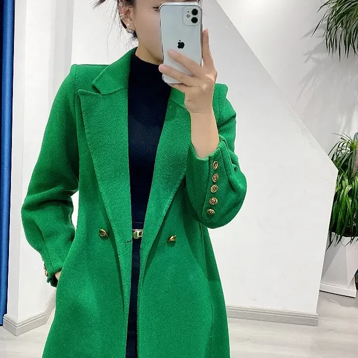 收身气质长款秋冬显瘦双面收腰大衣轻奢