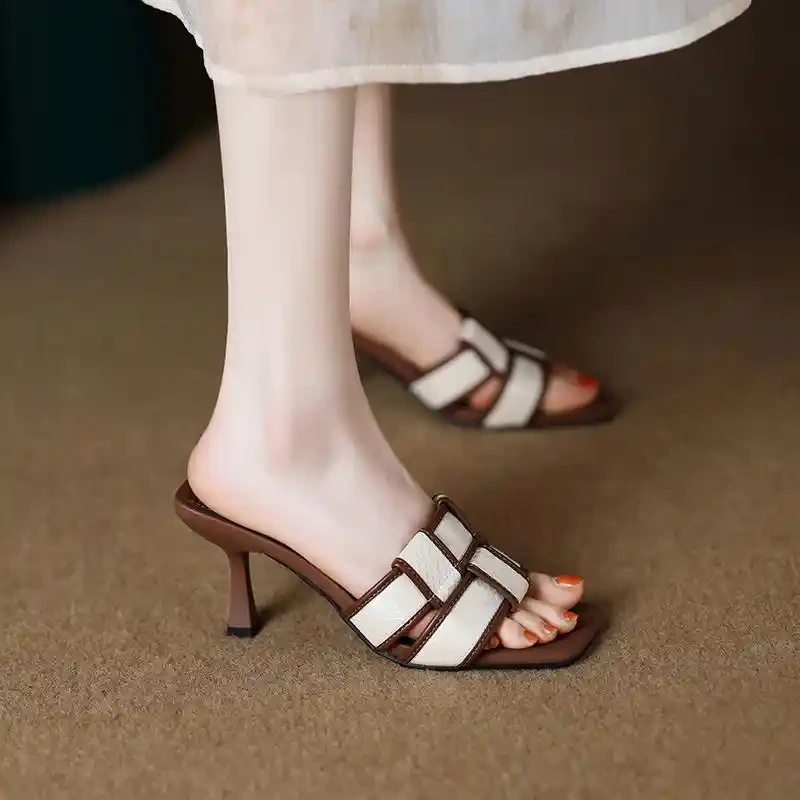 高级感气质法式小凉拖高跟鞋女2025新款夏季外穿时尚绝美百搭拖鞋