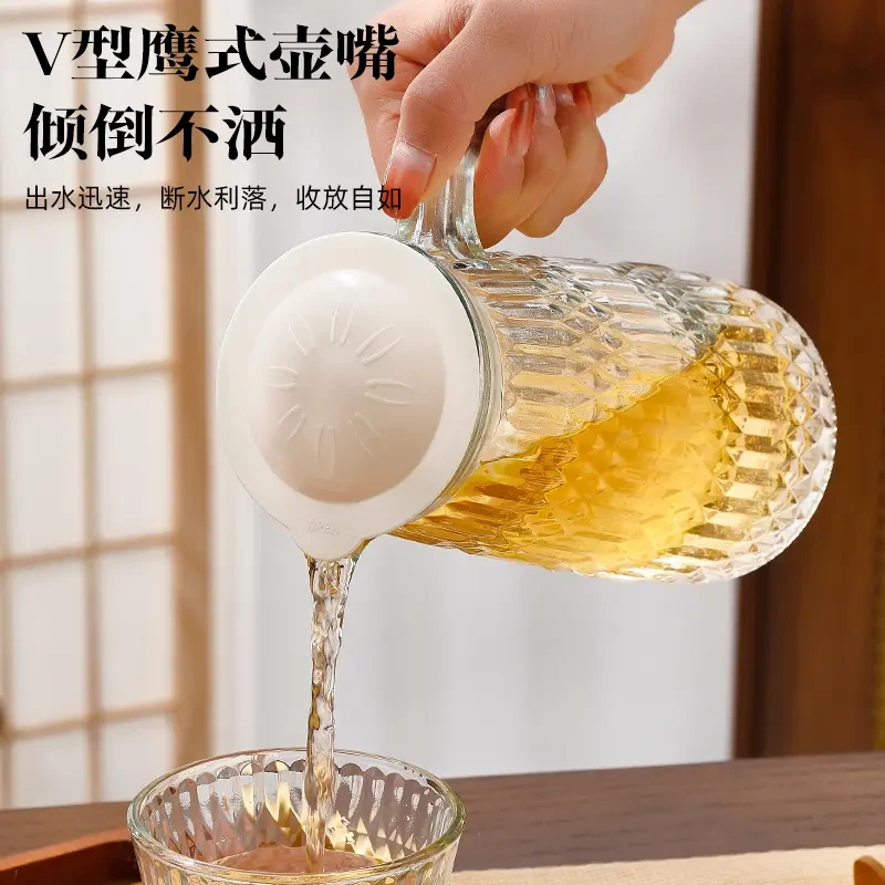 【五件套】家用冷水壶加厚大容量玻璃水壶喝水杯凉水壶茶杯简约