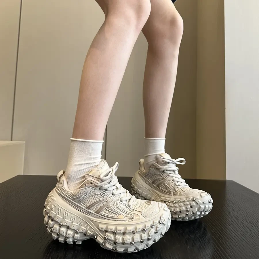 明星同款轮胎底老爹鞋25秋季新款情侣网面透气休闲增高软底运动鞋