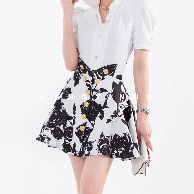 MD依诺【奔赴花海】2025夏季新款气质显瘦时尚穿搭法式花色半身裙