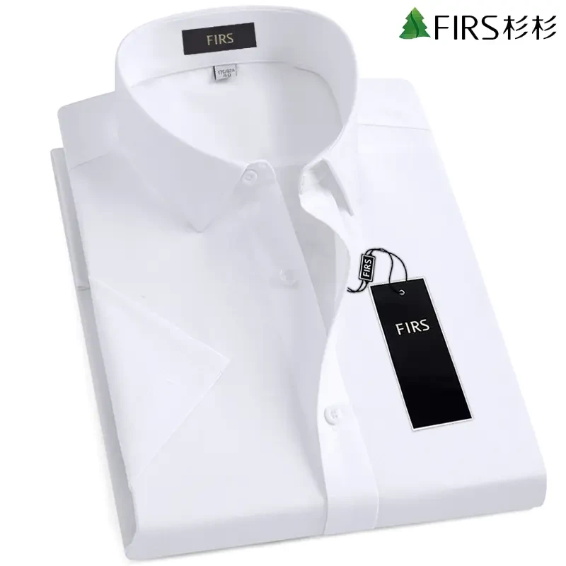 【高档100支纯棉免烫】杉杉男士短袖白衬衫夏季商务休闲正装衬衣男
