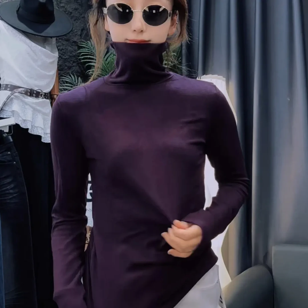 高领打底衫  均码老钱风内搭T恤抗起球修身型百搭长袖高领