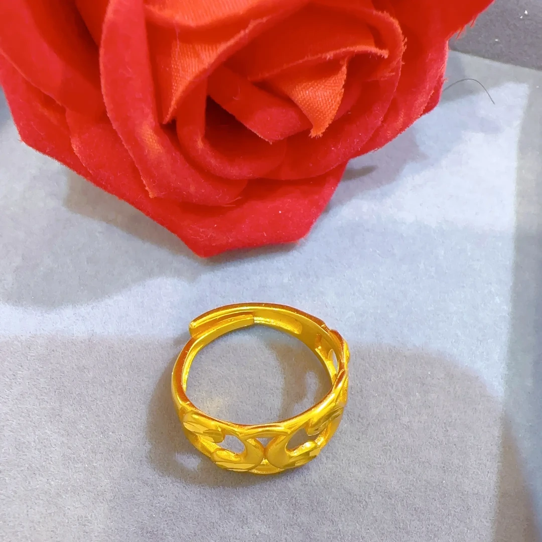 铜合金戒指 轻奢铜合金戒指女士可调节金色高级不掉色时尚戒指