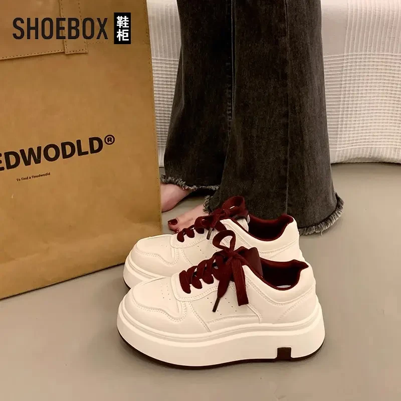 SHOEBOX鞋柜松糕小白鞋女款2025春季新款厚底百搭休闲运动板鞋子